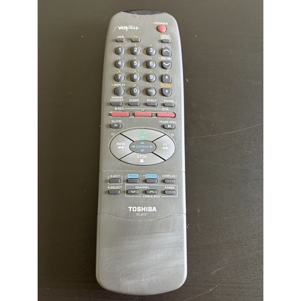 Toshiba Remote VC-672T VCR+ Remote Rare Black‎ Tested